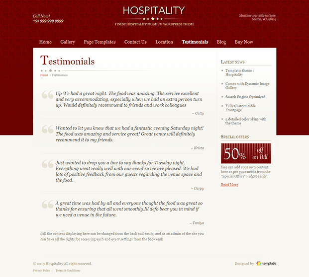 Hospitality WordPress Theme For Hotels & Wellness Center InkThemes