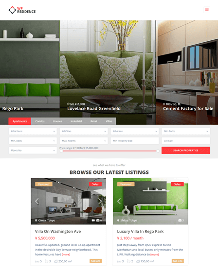 WP Residence Best WordPress Real Estate Theme