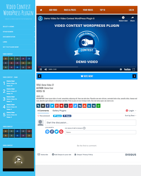 Video Contest WordPress Plugin