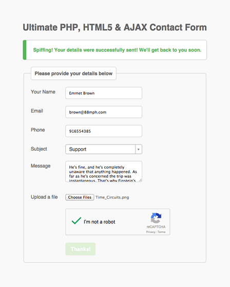 Ultimate Php Html5 Ajax Contact Form Php Script Inkthemes