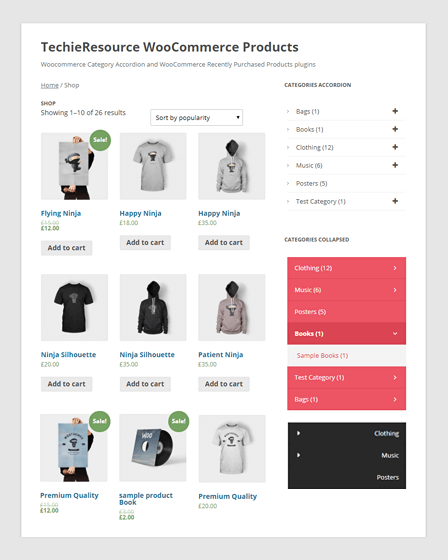 WooCommerce Category Accordion WordPress Plugin