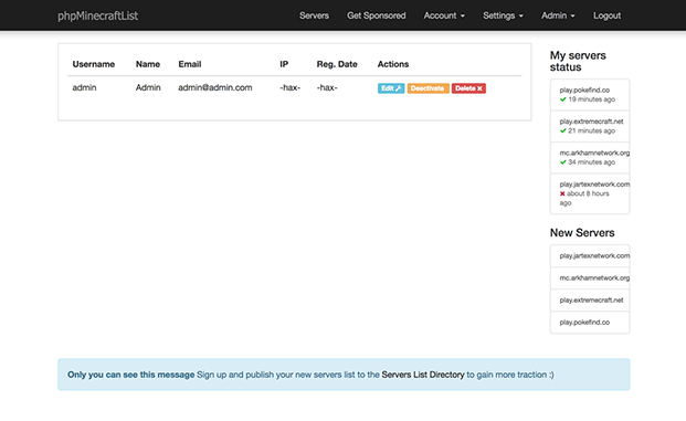 Minecraft Servers - PHP Server Monitor Script | InkThemes