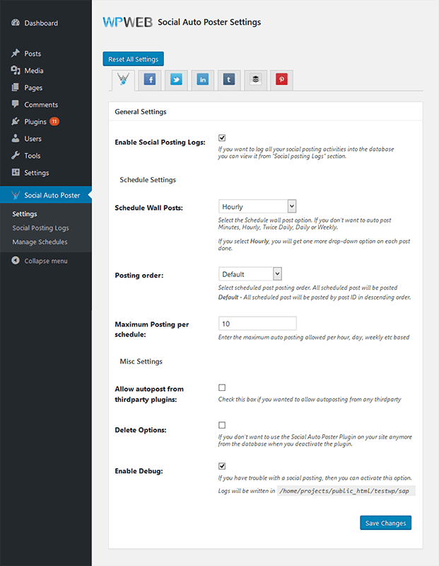 Social Auto Poster WordPress Plugin InkThemes