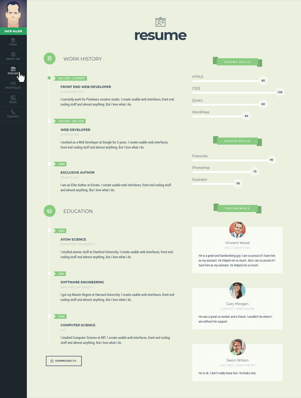 Empathy Electronic Business Card WordPress Theme InkThemes