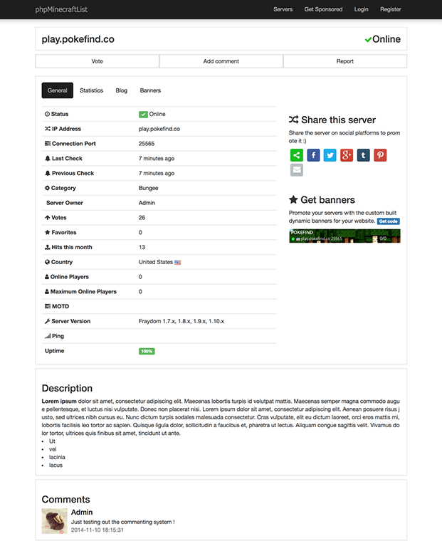 Minecraft Servers Php Server Monitor Script Inkthemes