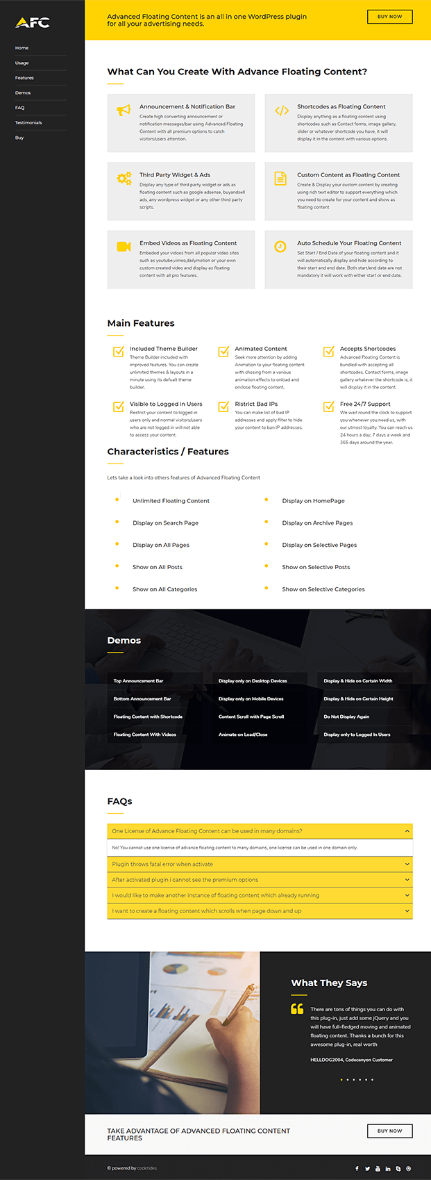 Advanced Floating Content WordPress Plugin InkThemes