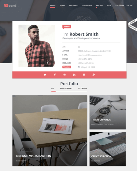 Responsive vCard WordPress Theme