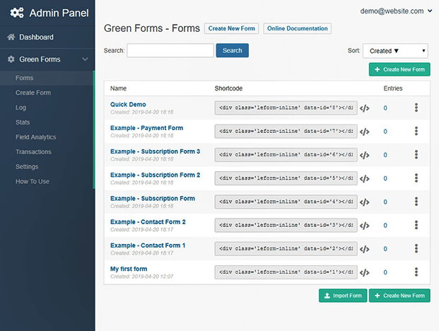 Green Forms - Form Builder PHP Script | InkThemes