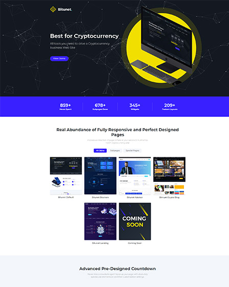 Bitunet - WordPress Cryptocurrency Elementor Theme