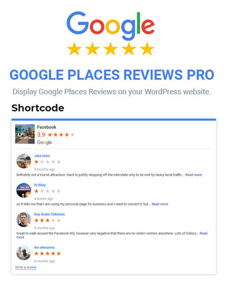 Google Places Reviews Pro WordPress Plugin