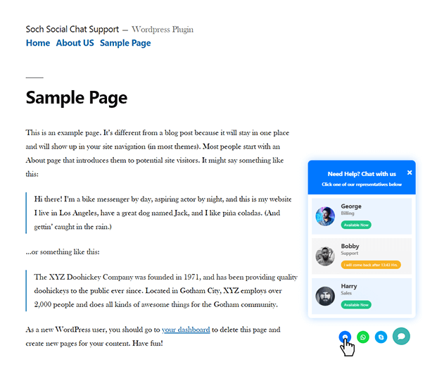 Soch WordPress Social Chat Support Plugin InkThemes
